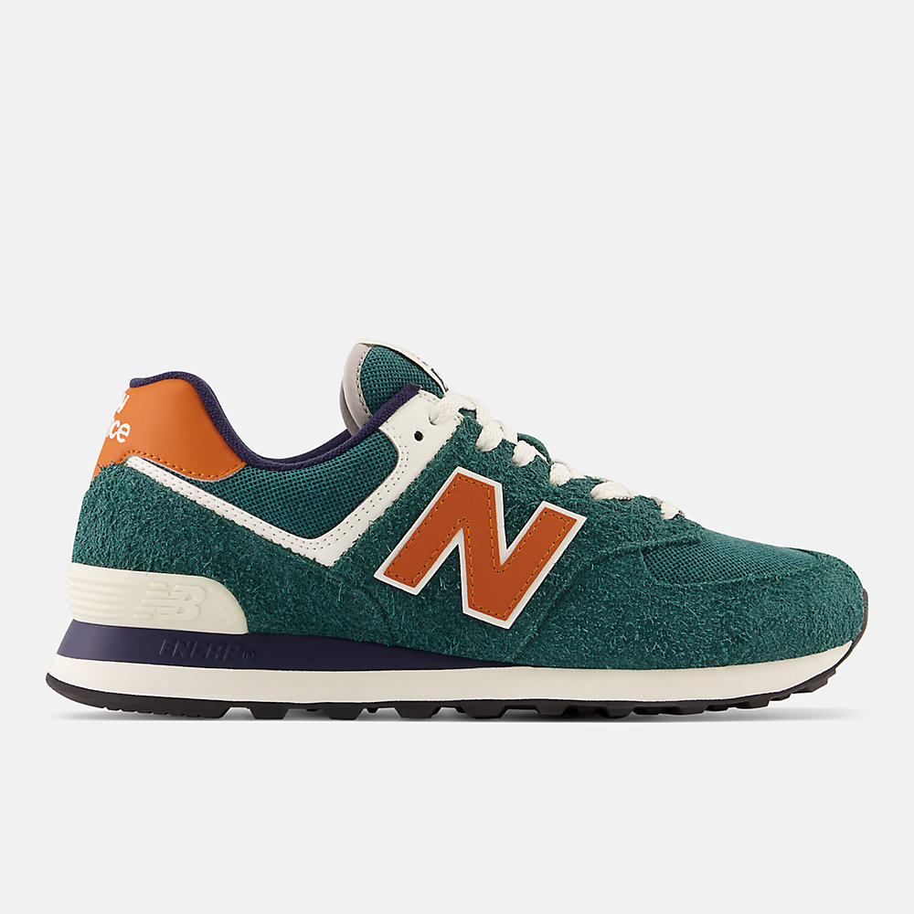 New Balance 574 Shoes Aqua Green with Orange